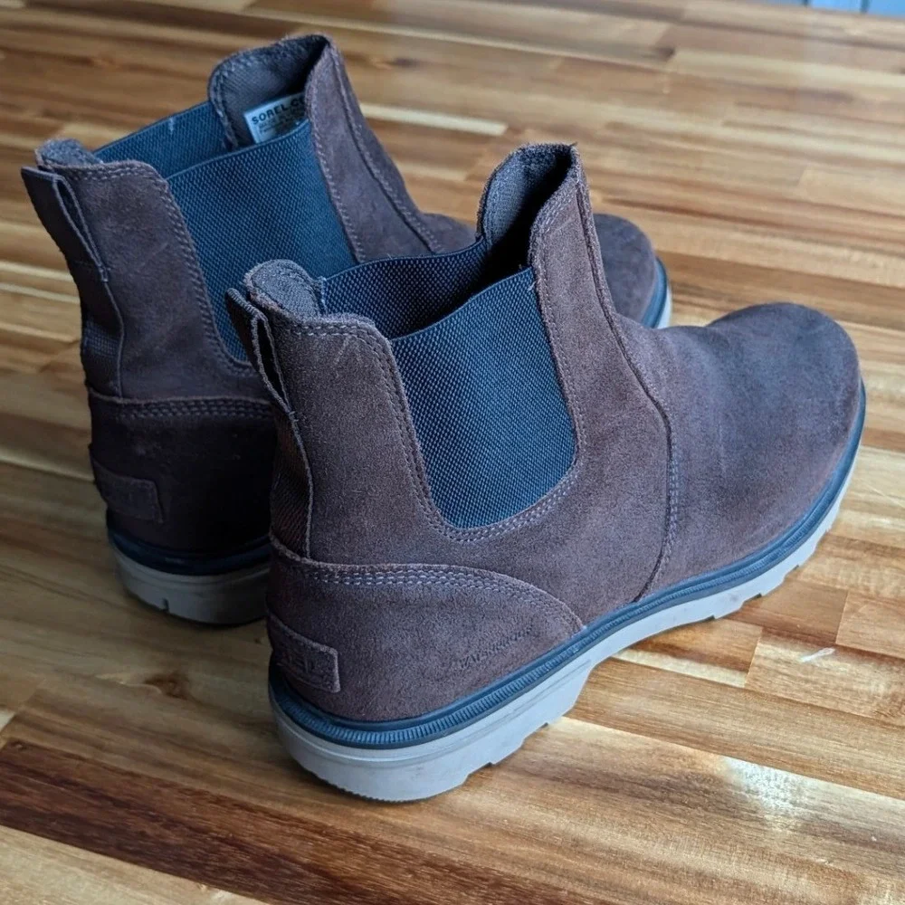 Sorel Men Chelsea Waterproof Suede Boots Dark Brown Size 12